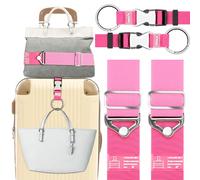 Gutsdoor 2-in-1 Travel Belt 4 Pack Luggage Strap Add a Bag Luggage Strap, Over Handle Suitcases Belt, Adjustable Travel Bag Accessories for Carry On Bag (Pink)