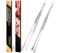 Gutsdoor 2 Pieces Kitchen Tweezer Tongs, 12-Inch Stainless Steel Cooking Tweezers Tongs for Cooking, Plating, BBQ, Pasta