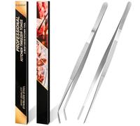 Gutsdoor Kitchen Tweezer Tongs Stainless Steel Food Tweezers for Cooking, Plating, Bakingf (12 Inch Set)