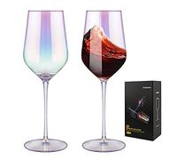 Gutsdoor Wine Glasses Set of 2 Crystal Red Wine Glasses Iridescent White Wine Glasses Long Stem Large 17 Ounce Wine Glass Hand Blown for Wedding, Anniversary, Christmas, Birthday, Gifts