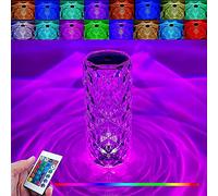 Gutsyluv Crystal Diamond Table Lamp,16 Color Changing RGB Touch Control Bedside Lamp,USB Romantic Rose Acrylic 3D Night Light with Remote for Mother's Day Valentines Wedding Decoration