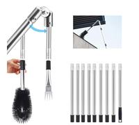 Gutter Cleaner 4.4M Telescopic Roof Gutter Cleaning Tools Kit with Adjustable Angle Pole Gutter Brush Scoop, for Removing Leaves, Debris & Spider Webs from Gardens Ditches Villas Townhouses 12Pcs