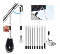 Gutter Cleaner 4.4M Telescopic Roof Gutter Cleaning Tools Kit with Adjustable Angle Pole Gutter Brush Scoop Rake, for Removing Leaves, Debris & Spider Webs from Gardens Ditches Villas Townhouses 13Pcs