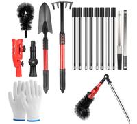 Gutter Cleaner 4 m Telescopic 180° Swivel Head Set Brush & Shovel