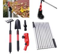 Gutter Cleaner,4M Telescopic Roof Gutter Cleaning Tools Kit with 11 Extendable Poles,Multi-Angle Roofing Cleaning Tool with Brush, Shovel and Rake for Removing Leaves, Debris (4M)