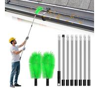 Gutter Cleaning Brush, 310cm /122 inch Gutter Cleaner Washer, Eaves Gutter Cleaning Brush with 8 Extension Telescopic Gutter Cleaning Pole for Cleaning Leaves Debris Gutter Hanging Spider Web