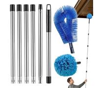 Gutter Cleaning Brush - Flexible Drain Scraper Tool Extendable | 14-16ft Roof Cleaner Long Reach Handle Curved Debris Removal Design for Gutters Roofing Downspouts