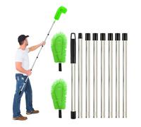 Gutter Cleaning Brush, Gutter Cleaner Brush With 8 Extension Telescopic Gutter Cleaning Pole, Gutter Cleaning Equipment With 2 Gutter Brush Long Gutter Cleaning Tools Telescopic From Ground (Green)