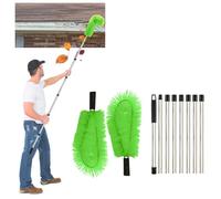 Gutter Cleaning Brush, Gutter Cleaning Brush Roofing, Portable Telescopic Cleaning Scraper Tool for Cleaning Leaves Debris (Green)