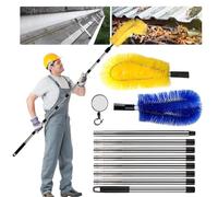 Gutter Cleaning Brush Tools Telescopic Gutter Cleaner 10ft Extendable Brush with Rotatable Mirror for Cleaning Roof Gutter Cleaning Pole 8 Pcs Detachable Cleaning Brush Tool for Cleaning Leaves