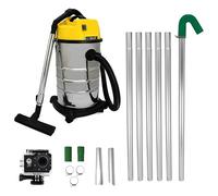 Gutter Cleaning System 30L Industrial Wet & Dry Hoover 24ft Vacuum Pole Kit 1.2m - 7.2m Long Reach 4K Camera Real Time Inspection 4x Zoom Wide Angle 1400W Motor Accessories Nozzles Carry Bag Included
