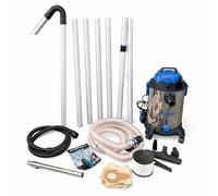 Gutter Cleaning System 30L Industrial Wet & Dry Vacuum Cleaner with Blue 25ft (7.5m) Long Reach Gutter Pole Kit 1400W Triple Motor