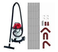 Gutter Cleaning System 30L Industrial Wet & Dry Vacuum Cleaner with Red 25ft (7.5m) Long Reach Gutter Pole Kit 1500W