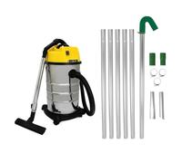 Gutter Cleaning System 30L Wet & Dry Hoover & 24ft Gutter Vacuum Pole Kit Long Reach Drain Pipe Sucker 1.2m - 7.2m 51mm Diameter Aluminium Nozzles 1400w Triple Motor Industrial 1.5m Hose 9m Cable