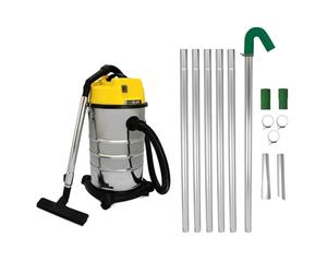 Gutter Cleaning System 30L Wet & Dry Hoover & 24ft Gutter Vacuum Pole Kit Long Reach Drain Pipe Sucker 1.2m - 7.2m 51mm Diameter Aluminium Nozzles 1400w Motor Industrial 1.5m Hose 9m Cable