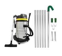 Gutter Cleaning System 50L Wet & Dry Hoover & 24ft Gutter Vacuum Pole Kit Long Reach Drain Pipe Sucker 1.2m - 7.2m 51mm Diameter Aluminium Nozzles 1400w Motor Industrial 1.5m Hose 9m Cable