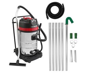 Gutter Cleaning System 80L Industrial Wet & Dry Vacuum Cleaner 24ft Gutter Pole Kit 1.2m - 7.2m Drain Pipe Sucker Long Reach 5m Hose Attachments Bagged Bagless Cloth Filter 3000W Triple Motor 9m Cable