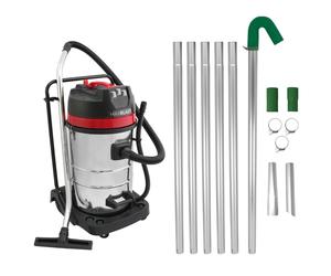 Gutter Cleaning System 80L Wet & Dry Hoover & 24ft Gutter Vacuum Pole Kit Long Reach Drain Pipe Sucker 1.2m - 7.2m 51mm Diameter Aluminium Nozzles 3000W Triple Motor Industrial 1.5m Hose 9m Cable Silv