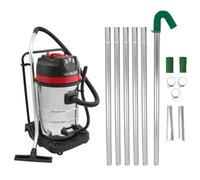 Gutter Cleaning System 80L Wet & Dry Vacuum & 24ft Gutter Pole Kit Long Reach Drain Pipe Sucker 1.2m - 7.2m 51mm Diameter Aluminium Nozzles 3000W Triple Motor Industrial 1.5m Hose 9m Cable