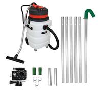 Gutter Cleaning System 90L Wet & Dry Hoover 24ft Vacuum Pole Kit 1.2m - 7.2m Long Reach 4K Camera Real Time Inspection 4x Zoom Wide Angle Aluminium Nozzles 3000W Triple Motor Industrial Carry Bag