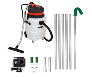 Gutter Cleaning System 90L Wet & Dry Hoover 24ft Vacuum Pole Kit 1.2m - 7.2m Long Reach 4K Camera Real Time Inspection 4x Zoom Wide Angle Aluminium Nozzles 3000W Triple Motor Industrial Carry Bag