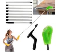 Gutter Cleaning Tools, 10.5 feet Adjustable Length Gutter Cleaning Tools from The Ground, Gutter Cleaner for Removing Leaves and Debris from roof gutters(Brush Head *1pc and Gutter Cleaning Spoon*1pc