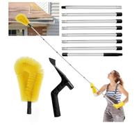 Gutter Cleaning Tools, 10.5Ft Gutter Brush, Telescopic Gutter Cleaner with Brush & Scoop for Removing Leaves, Debris & Spider Webs, for Gardens, Ditches, Villas & Townhouses