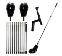 Gutter Cleaning Tools, 14FT/4.3M Adjustable Gutter Cleaning Brush with 2 Brush Heads, Gutter Brush Leaf Shovel and 11 Extendable Rods, for Roofs Leaves Debris Window Spider Web