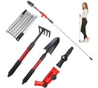 Gutter Cleaning Tools 2-in-1 Multi-Angle with Shovel & Rake, 2.4m Extendable Telescopic Gutter Cleaner Roof Cleaning Equipment with 6 Poles(Range from 0.8m-2.4m) Roofing Cleaner Tool for Home & Garden