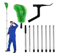 Gutter Cleaning Tools 2 in 1 Telescopic Gutter Cleaner with Brush and Leaf Shovel, 10.5Ft Gutter Cleaning Kit with 8 Extendable Pole, Roof Gutter Cleaner Equipment for Bungalow Leaves Debris