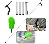 Gutter Cleaning Tools 351CM Telescopic Gutter Cleaner with 9 Poles, 1 Cleaning Brushes and 1 Cleaning Scraper, Gutter Cleaner for Easily Clear Roof Spider Web Leaves, Debris, Gutter, Hanging Light