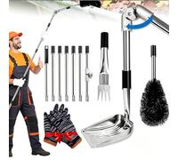 Gutter Cleaning Tools - 4m Telescopic Gutter Cleaner Kit with 180° Swivel Head, Rake, Shovel - Adjustable Pole for Leaves & Debris Removal (1Set)