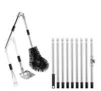 Gutter Cleaning Tools, 4M Telescopic Gutter Cleaner Tool Kit with Adjustable Angle Pole Gutter Brush Scoop, Rake, Cleaning Shovel for Sweeping Leaves, Debris, Cobwebs, Extendable Gutter Cleaning Brush