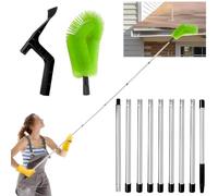 Gutter Cleaning Tools 4M with 9-Section Pole Telescopic Gutter Cleaner Gutter Brush Adjustable Gutter Cleaning Brush Roof Cleaning Equipment Multi-Functional Extended Handle Brush Gutter Cleaner