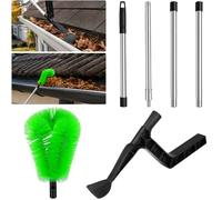 Gutter Cleaning Tools from the Ground, 2-in-1 Adjustable Roofing Tool Multi-Functional, Telescopic Extendable Pole with Brush and Scoop, for Roof Gutters Leaves
