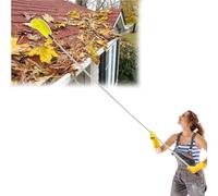 Gutter Cleaning Tools From The Ground Extendable, Rain Gutter Cleaning Brushes for Outdoor Eaves Floor Drainage Trench(Yellow,11.8feet(9 sections))