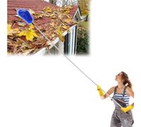 Gutter Cleaning Tools From The Ground Extendable, Rain Gutter Cleaning Brushes for Outdoor Eaves Floor Drainage Trench(Blue,5.2feet(4 sections))