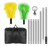 Gutter Cleaning Tools Kit, Telescopic Multi-Functional Roof Gutter Cleaner Equipment with 8-Section Pole & 2 Brushesfor Safely Removing Leaves, Trash & Debris from the Ground