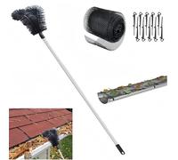 Gutter Cleaning Tools Set - with Brush&Plastic Gutter Guard, 7.8 Ft/2.38M Extendable Gutter Cleaning Pole, Gutter Brush Scoop for Cleaning Leaves,Debris,Spider,Snow,Hanging Light