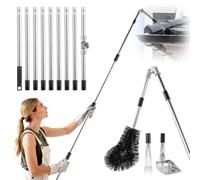 Gutter Cleaning Tools, Telescopic Gutter Cleaner 4M Extend Telescopic Roof Gutter Cleaning Extension Tools Kit with Adjustable Angle Pole Gutter Brush for Removes Leaf Debris, Spider Webs from Villas,