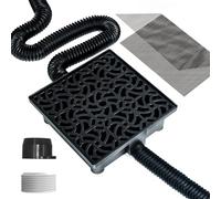 Gutter Downspout Extensions Big Kit, Catch Basin + 2pcs Pipes, Low Profile Downspout Extender - Each Flexible Pipe is 8.2ft - can be Connected into a Whole. Protect Foundation.(Black)