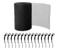 Gutter Guard Mesh Roll, Black Plastic Gutter Cover Filter Gutter for PROTECTION Netting with 15 Fixing Clips, Leaf Strainer Gutter Debris Guard Drain and Guttering Blockage(18cm*8m(with 15 clips))