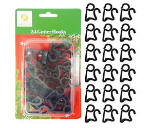 Gutter Hooks Black 24pcs 3.5 x 3cm Outdoor Christmas Light Hangers | Plastic Hanging Clips For String Lights, Fairy Lights, Icicle Lights, Parties & Seasonal Festival Decorations