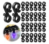 Gutter Hooks for Outdoor Lights, Christmas Light Hooks, Fairy Light Hook - 150pcs Mini Black Plastic S Clip (1.4in x 0.66in) for Hanging String Lights on Wedding, Halloween, Garden, Tree, Home Decor