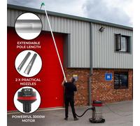 Gutter Vacuum Pole Kit Long Reach Drain Pipe Cleaning & 80L Wet & Dry Hoover