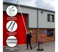 Gutter Vacuum Pole Kit Long Reach Drain Pipe Sucker Hoover Cleaning System 24ft