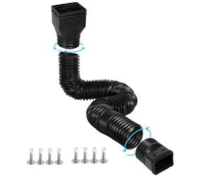 Gutterlix 1 Pack Flexible Gutter Downspout Extensions Extendable from 21" to 67", Downspout Extender Comes with Adapters, Thickened Down spout Drain Extension for Rainwater Drainage(Black)