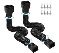Gutterlix 2 Pack Flexible Gutter Downspout Extensions Extendable from 21" to 67", Downspout Extender Comes with Adapters, Thickened Down spout Drain Extension for Rainwater Drainage(Black)
