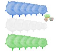 Guttiuaa 18 Pcs Silicone Lids Food Covers, Reusable Elastic Seal Silicone Stretch Lids for Bowl Pots Refrigerator Microwave (6 Sizes)
