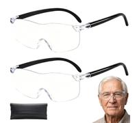 Guttiuaa 2 Pcs Reading Magnifying Glass, 300%, 500% Wearable Anti Blue Light Magnifying Glasses with 1 Black Leather Glasses Case for Crafts, Close Work
